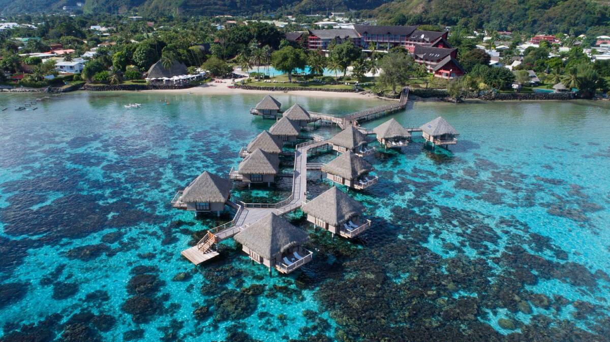 Tahiti's Ia Ora Beach Resort by Sofitel. Each bungalow features a private terrace.