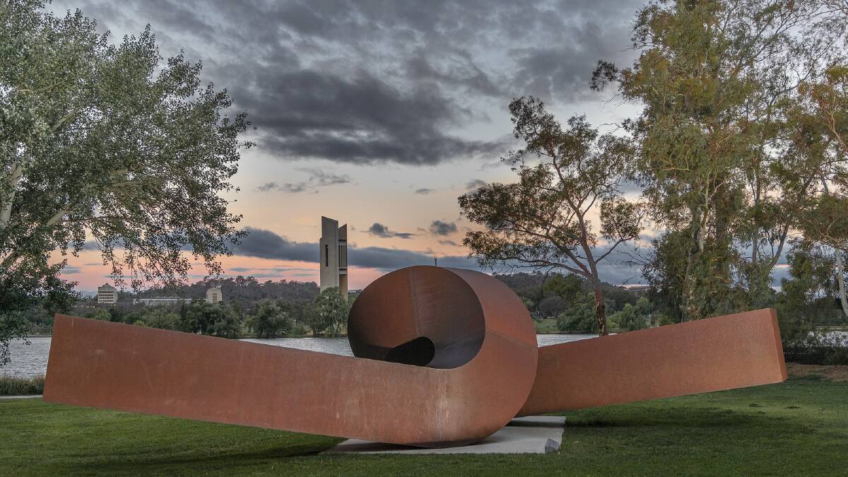 Clement Meadmore's Virginia 1970, in the Sculpture Garden at the National Gallery of Australia.