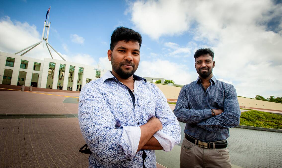 Thanush Selvarasa and Ramsiyar Sabanayagam endured indefinite detention for seeking asylum to avoid war. They are hoping to start a new life in Australia. Picture: Elesa Kurtz 