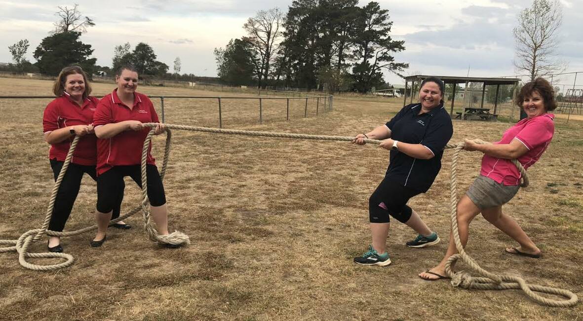 ACTIVITIES GROUP: Nicole Day, Amy Brown, Sandra Jones and Beth Mills battle-it-out ahead of the festival. Photo: supplied.
