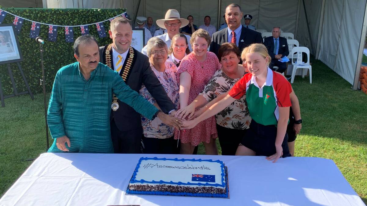 Mayor Ben Shields, Parkes MP Mark Coulton, Ambassador Peter Gibbs and 2020 Australia Day Award recipients. Australia Day in 2021 will look very different as a result of COVID restrictions.