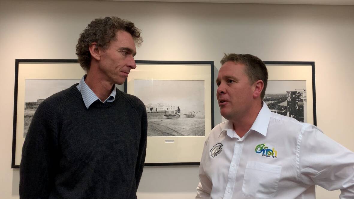 National Carp Control Plan Coordinator Jamie Allnut in Canberra with Dubbo Catches Matt Hansen last week.