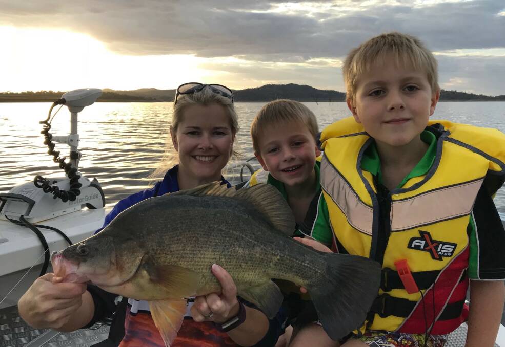 Murray Cod season closes on September 1st. Pictured is Tina, Cooper and Jack Hansen.  