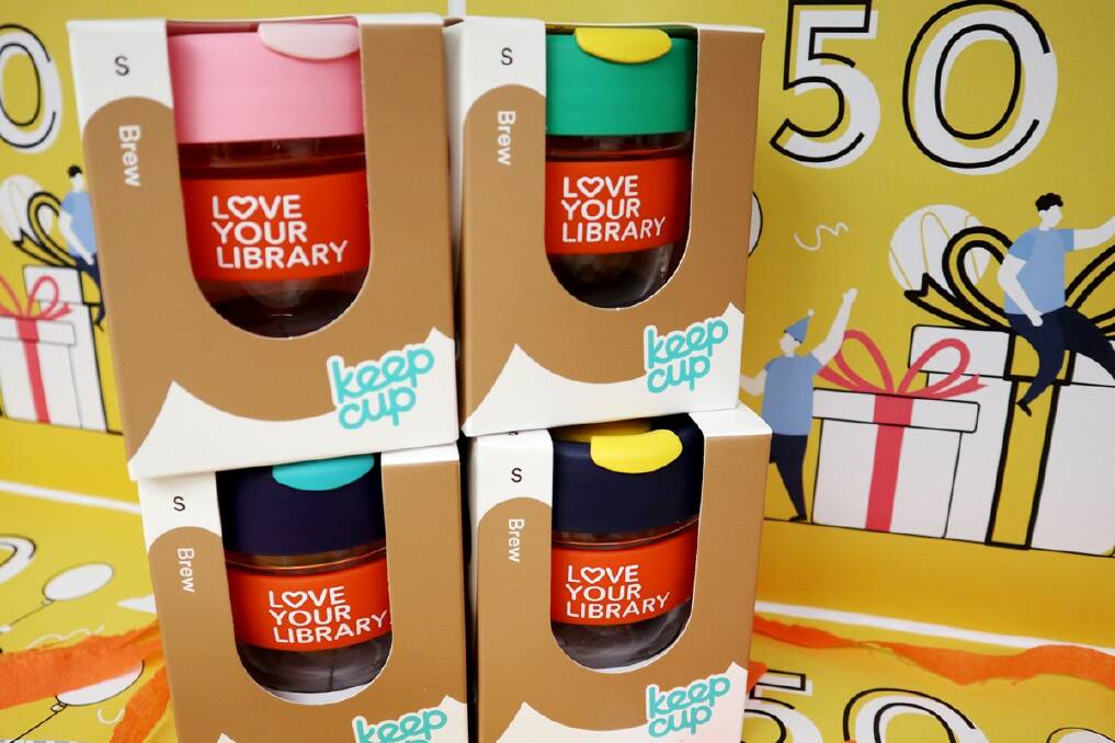 Love Your Library Keep Cups helping Macquarie Regional Library celebrate its 50th birthday.