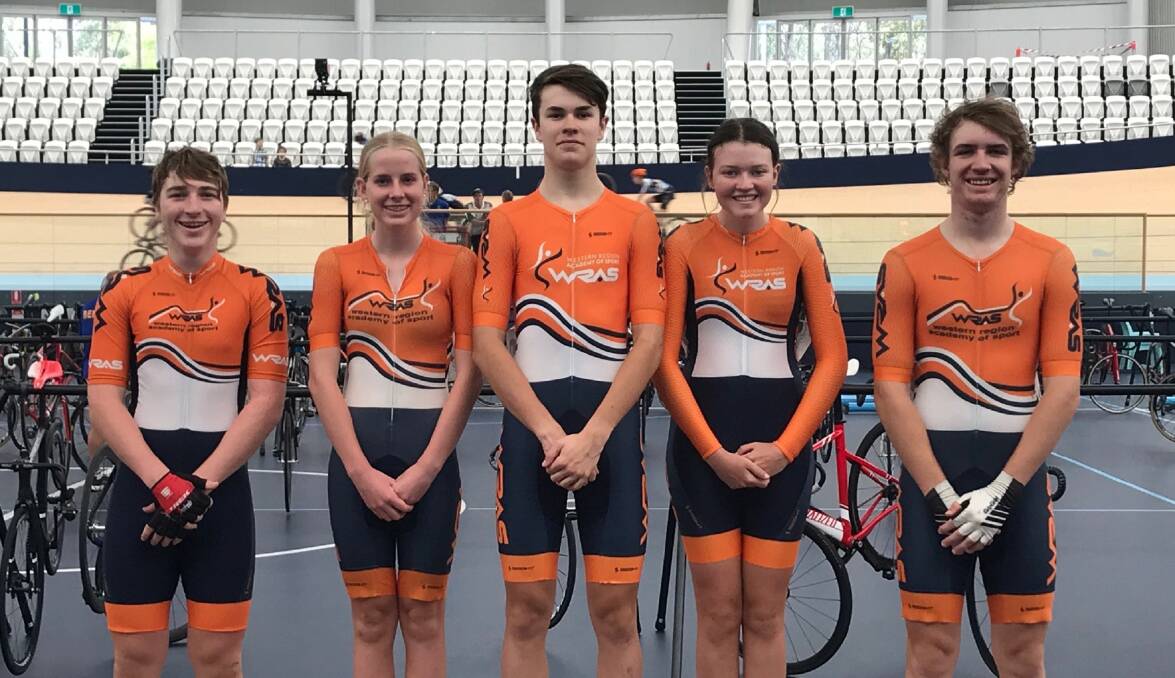 Dubbo riders doing us proud: Mitchel Hines, Haylee Fuller, Danny Barber, Zara Fuller and Dylan Eather at  Anna Mears Velodrome.