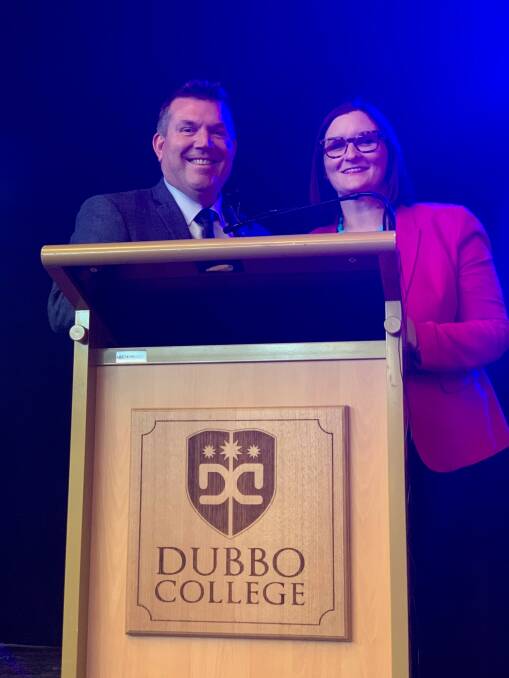 Member for the Dubbo electorate Dugald Saunders and education minister Sarah Mitchell at Dubbo College.