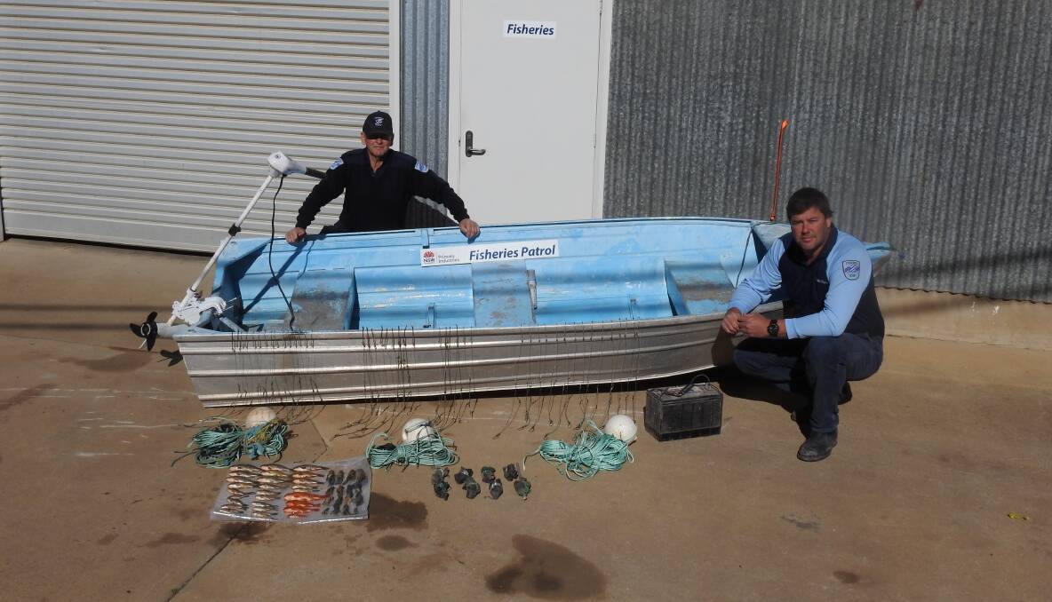 Fisheries officers seized a fishers boat, motor, and fishing gear allegedly used to carry out the illegal fishing activity in Western NSW.
