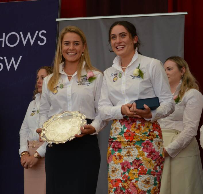 Winner of The Land Sydney Royal Agshows Young Woman 2022, Molly Wright, Peak Hill, and runner-up, Imogen Clarke, Nowra. Photo: ANDREW NORRIS
