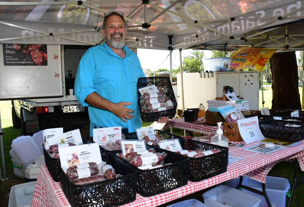 Head down to the Dubbo Farmers Markets to pick up a range of fresh veggies and a selection of pork, beef and lamb. Pictured - Shaun Ward, The Salami man. Photo by Amy McIntyre.