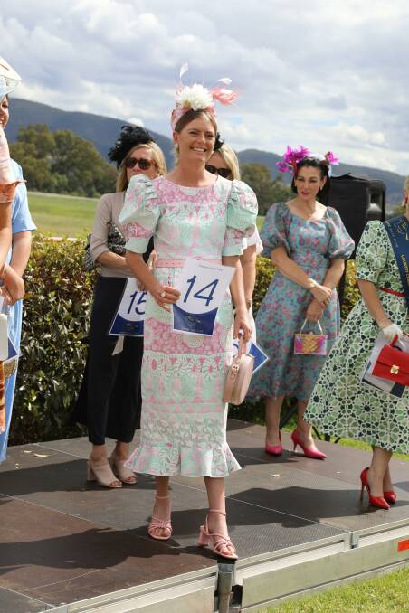 DRESS: Fashions on the Field runner up, Jess Skinner at the Mudgee Race Club in February 2022. Picture: SIMONE KURTZ