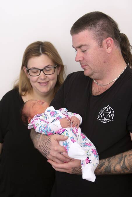 Big surprise: Emma and Daniel Millar welcomed Remi Frances into the world at Wollongong Hospital on Monday. Pictures: Anna Warr