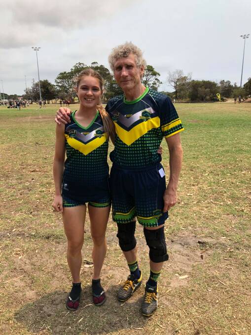 Special moment: Tess Pennefather with father Garth after the two represented Australia at the Invitational Challenge last December.