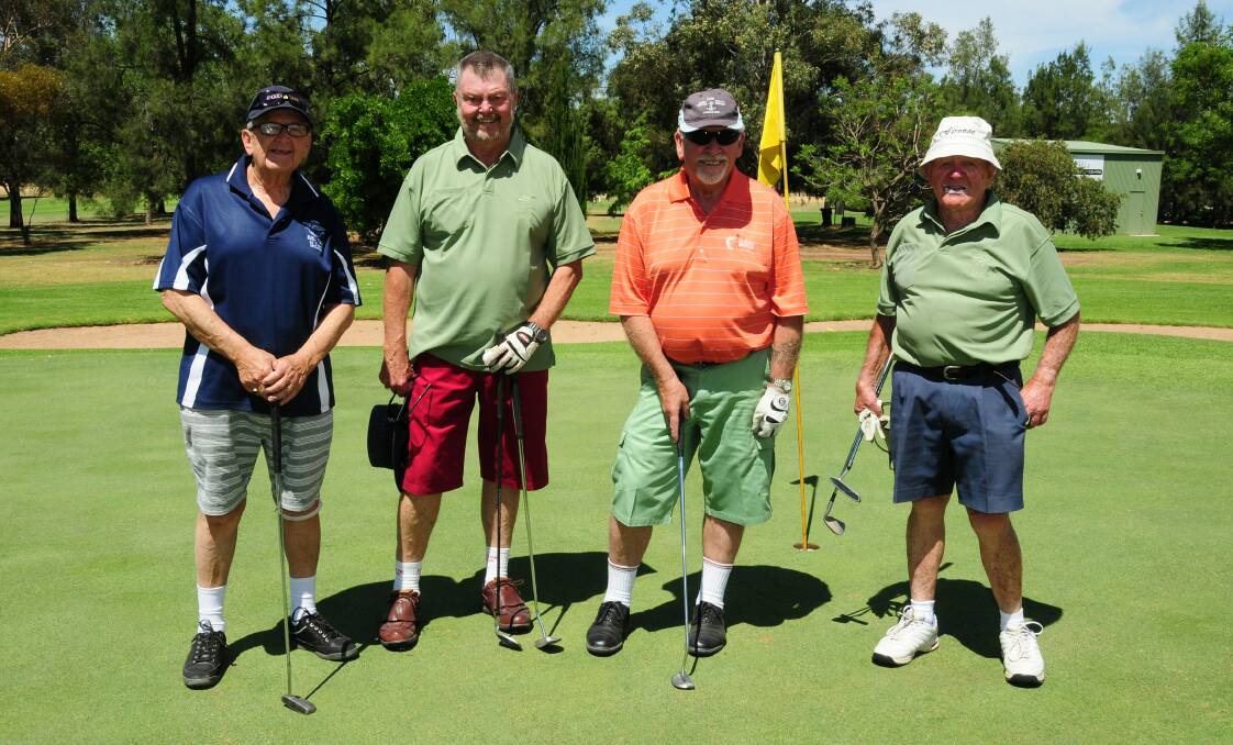 A big loss: Jim Lang, with Tom Gray, John Millar and Matt Dover at the Men of League Golf Day in 2014. Photo: BELINDA SOOLE
