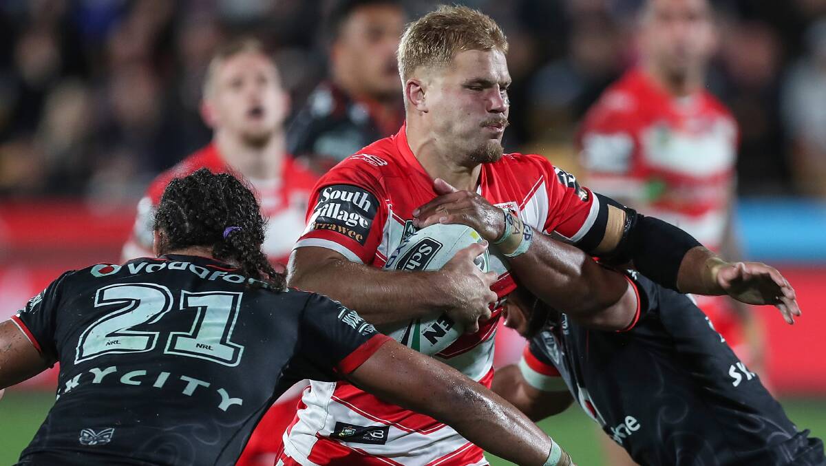 ONE TO WATCH: NSW State of Origin hopeful Jack De Belin will line-up for the St George Illawarra Dragons at Glen Willow on Sunday. Photo: AAP