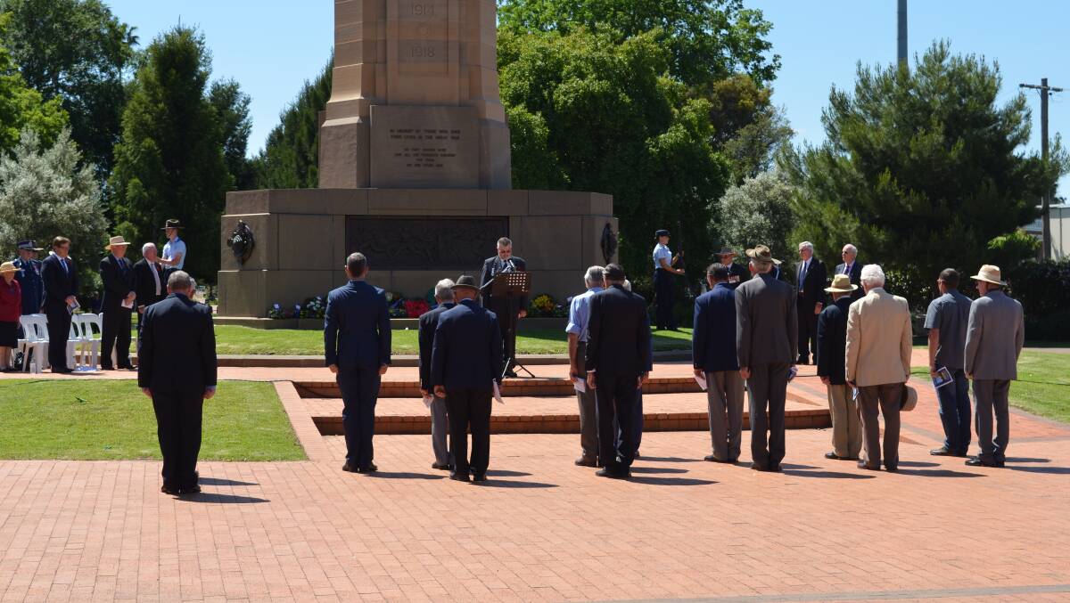 TRIBUTE: Paying respects at the Dubbo Cenotaph on Remembrance Day, November 11, 2016. Photo: FILE