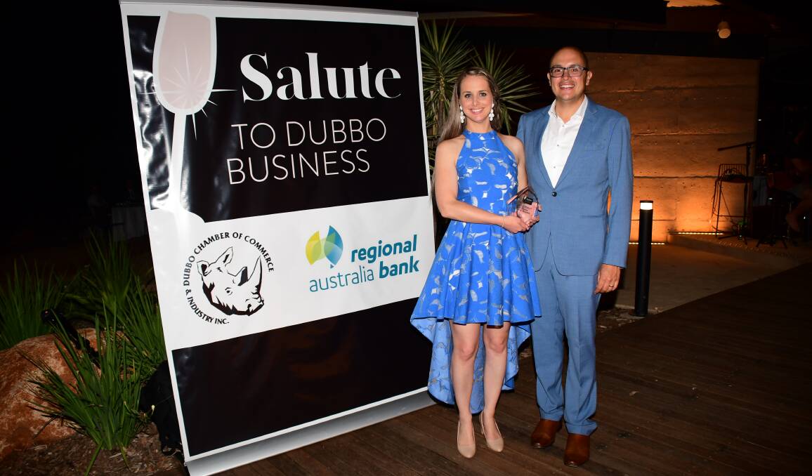 SJ Shooter Real Estate managing director Laura Shooter and licensee and director Samuel Shooter with the award for the Business Who Met the Challenges of 2020 with Diversification and Innovation in the small business category. Photo: BELINDA SOOLE