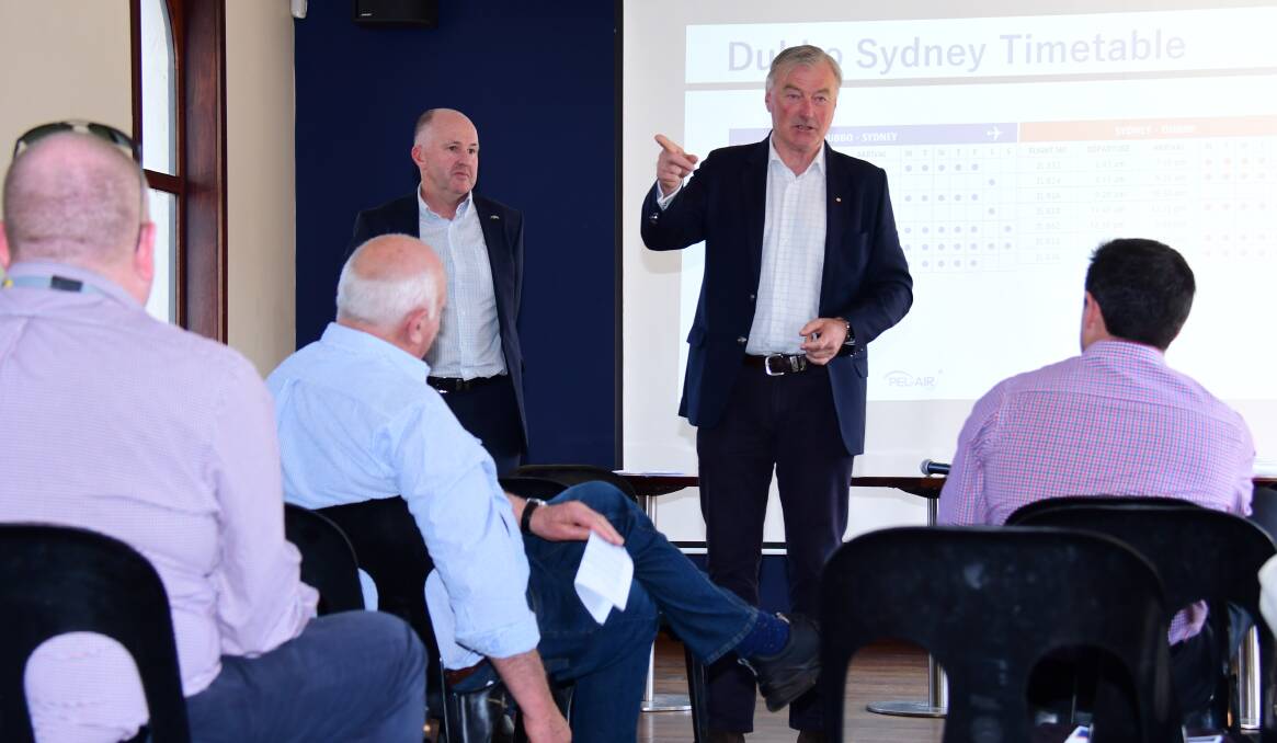 Future: Regional Express deputy chairman John Sharp AM presents to gathered business owners and community members. Photo: AMY MCINTYRE
