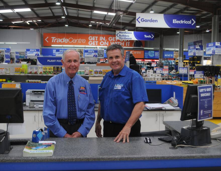 Moving on: Brennan's Mitre 10 governing director Frank Brennan and managing director Michael Brennan at their store of more than 40 years. Photo: LYNN RAYNER