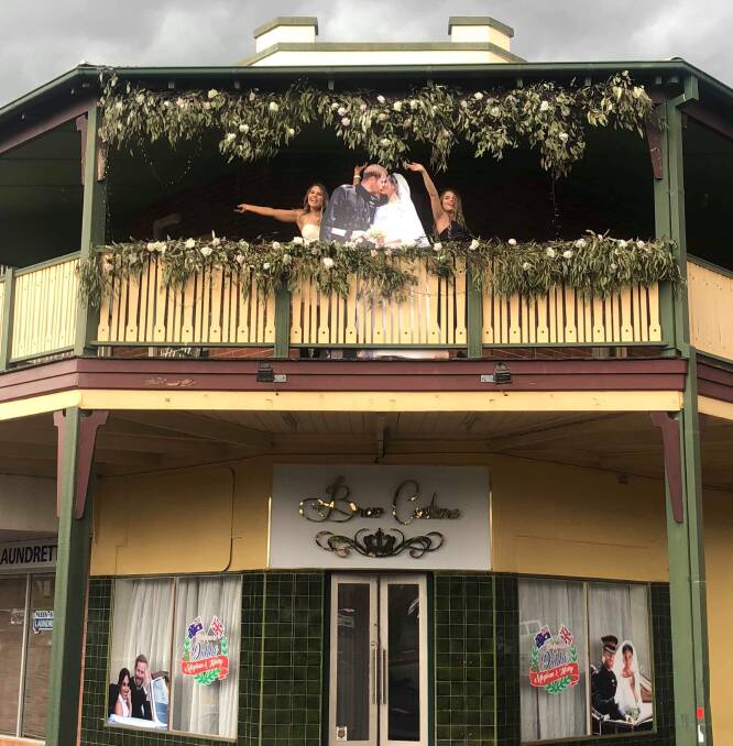A princely entry: Brow Couture's decorations won it a prize in the Dubbo Regional Council royal shopfront competition. Photo contributed.
