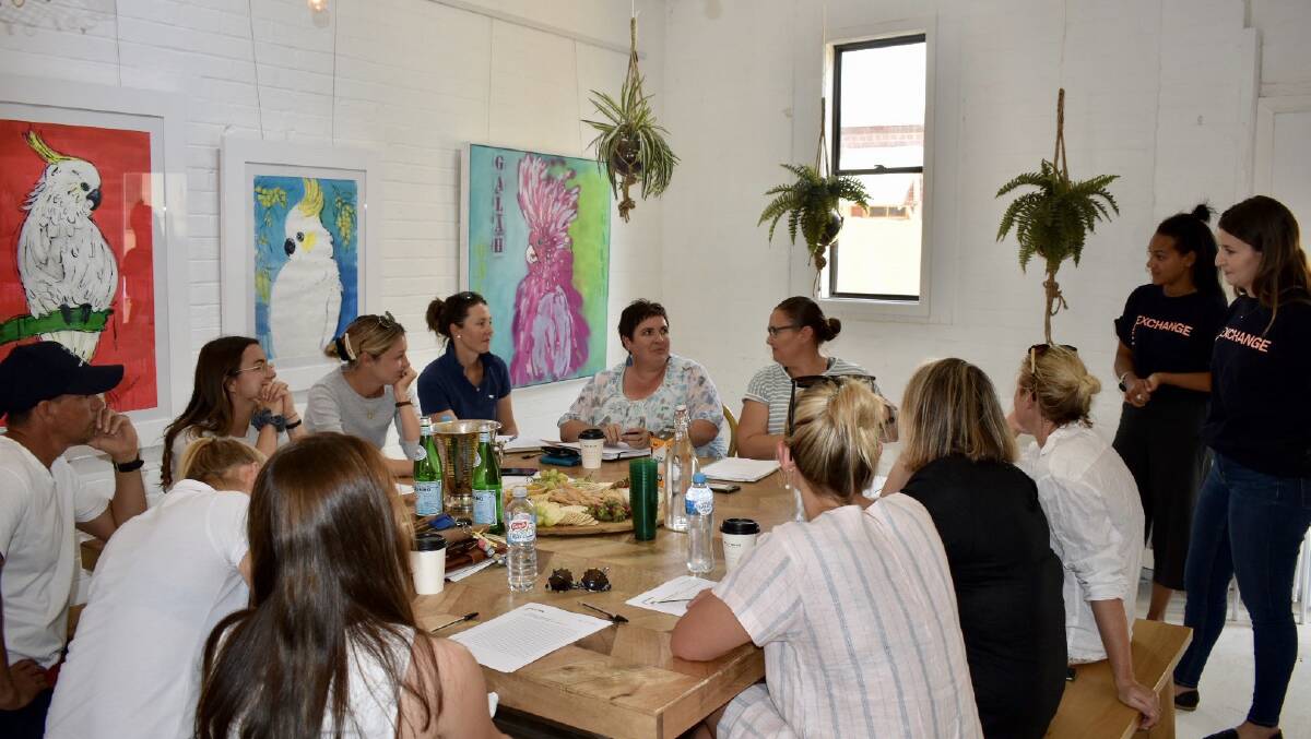 Pilot: The Exchange team members Malaika Mfula and Minna Demetriou (far right) lead a workshop for The Change program at Trangie in 2019. Photo contributed.