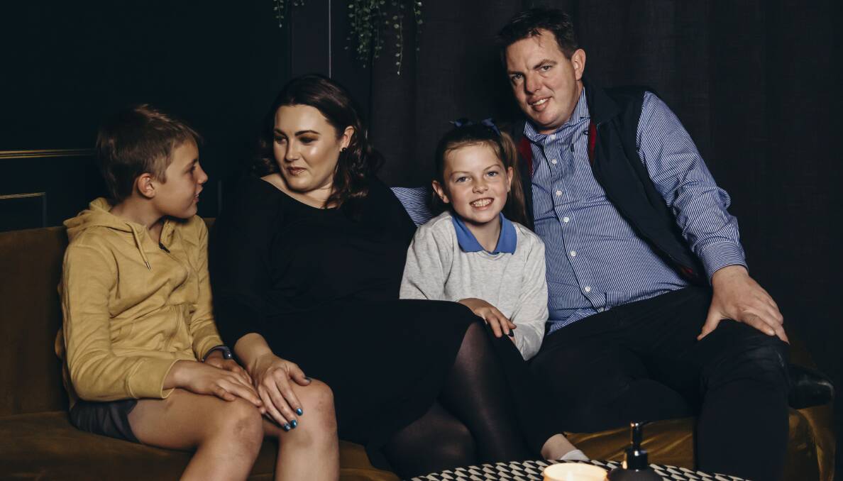 Team: The Establishment Bar Dubbo director Tenelle Bond (second left) with husband Robert and children Riley and Charli. They will watch the AusMumpreneur Awards, of which Mrs Bond is a finalist. Photo: Copper.Co Photography.