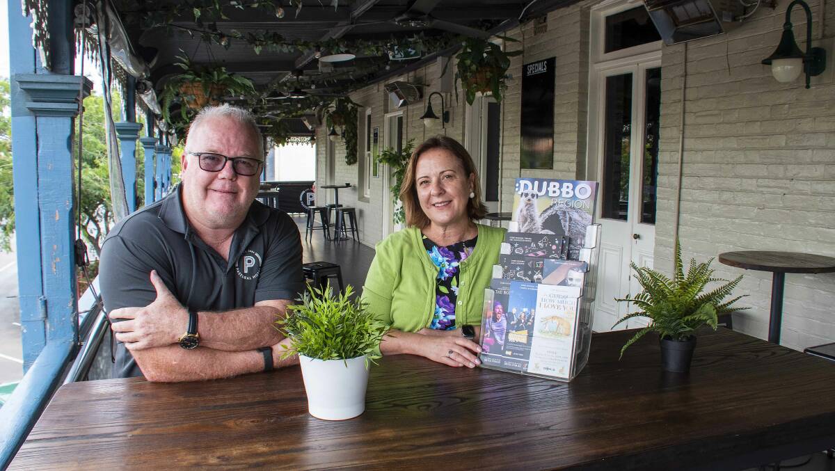 New season: Pastoral Hotel licensee Greg Pilon and Dubbo Regional Theatre manager Linda Christof. The hotel is one of the hospitality partners of the theatre, its restaurant offering a discount to subscribers. Picture: BELINDA SOOLE