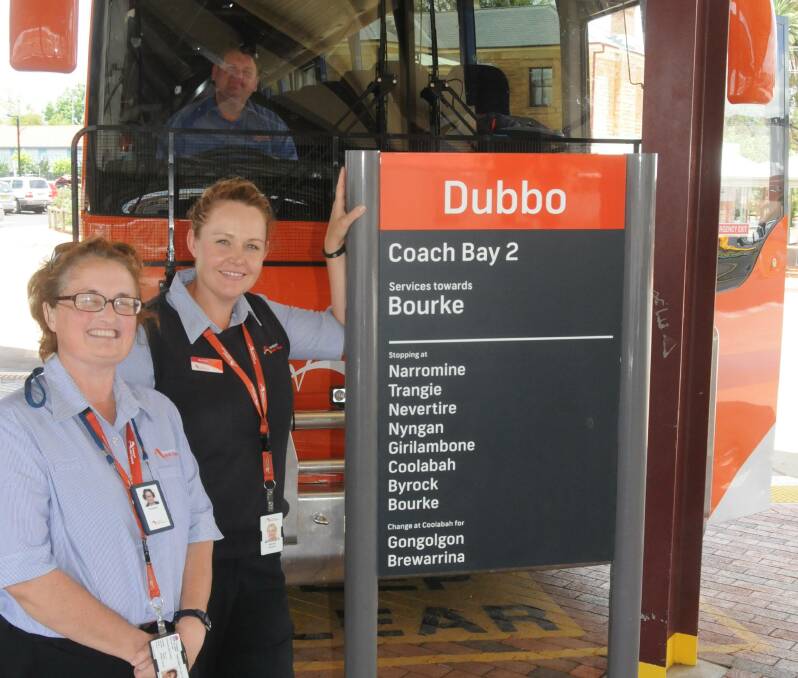 NSW TrainLink customer attendant Rae Pike and area customer service manager Belinda Roberts at the Dubbo Railway Station ahead of the trial's start. Photo: FAYE WHEELER