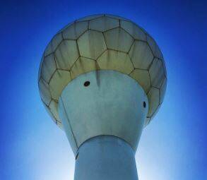Looking up at Melbourne’s Laverton radar. Photo: Bureau of Meteorology. 