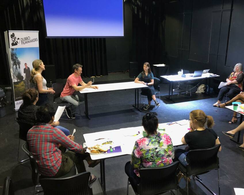 Enthusiasts: Participants at a recent Dubbo Filmmakers' director's workshop. The group is embarking on a web series project. Photo contributed.