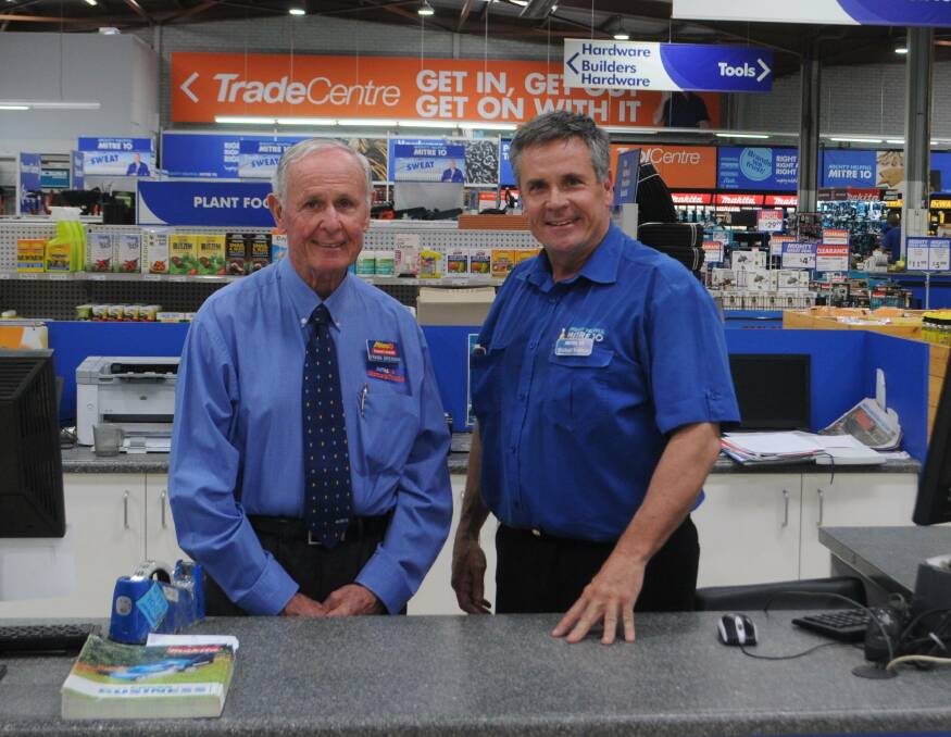 Familiar faces: Brennan's Mitre 10 founder and governing director Frank Brennan and managing director Michael Brennan will remain at the helm beyond March after the business's sale was postponed. File photo.