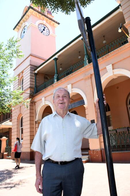 Heritage: Mike Twohill admires the Macquarie Street landmark that was restored at his suggestion for a new Telecom Business Centre in 1984. Photo: BELINDA SOOLE