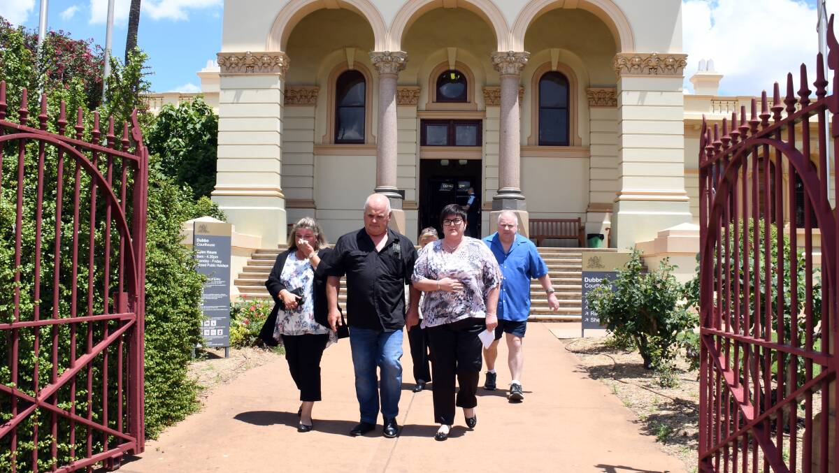 The family of victims Stephen and Jacob Cumberland leave the court after the sentence was handed down. Photo: BELINDA SOOLE