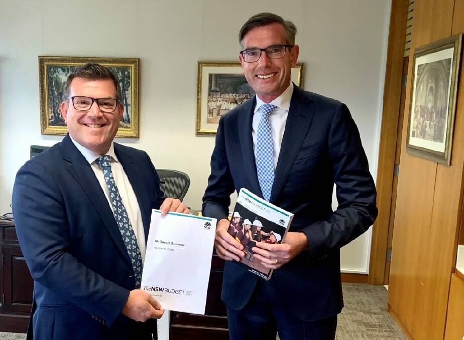 Dubbo MP Dugald Saunders and NSW Treasurer Dominic Perrottet. Photo contributed.