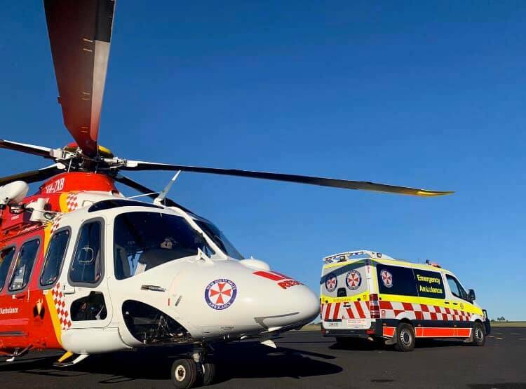 The boy was taken to Dubbo City Regional Airport by NSW Ambulance and airlifted to John Hunter Hospital. Photo: Westpac Rescue Helicopter Service/ Facebook