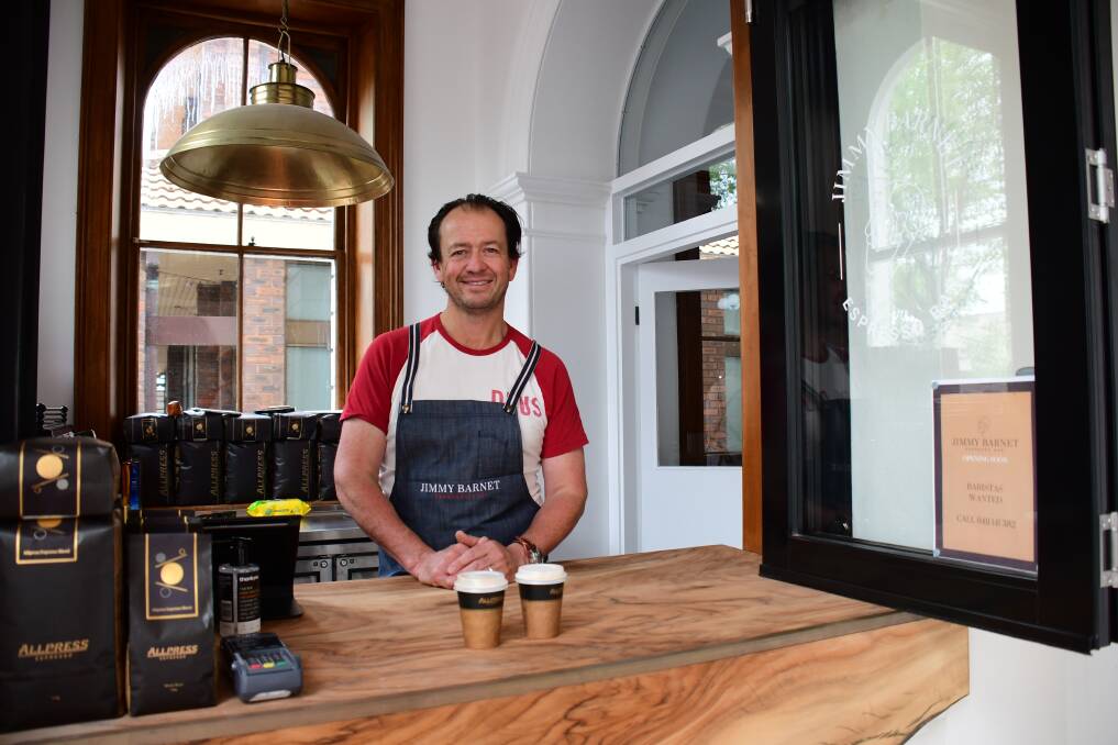 Ready to go: Jeremy Norris will open the Jimmy Barnet Espresso Bar on Monday within the Exchange Clock Tower. Photo: BELINDA SOOLE