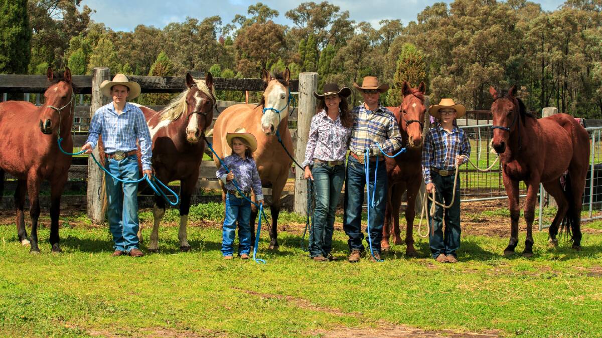 Family focus: Karen and Jamie Manning (centre) with their children Jedd, Lori and Bray. Photo: Jedd Manning/ Western Aerial Productions.