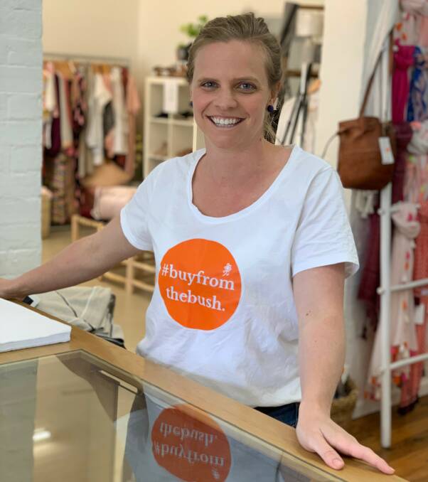 Giving: Millie Fisher from Buy from the Bush is continuing to help regional areas through tough times. The Warren woman has been assisting with the movement founded by Grace Brennan since it started. Photo contributed.