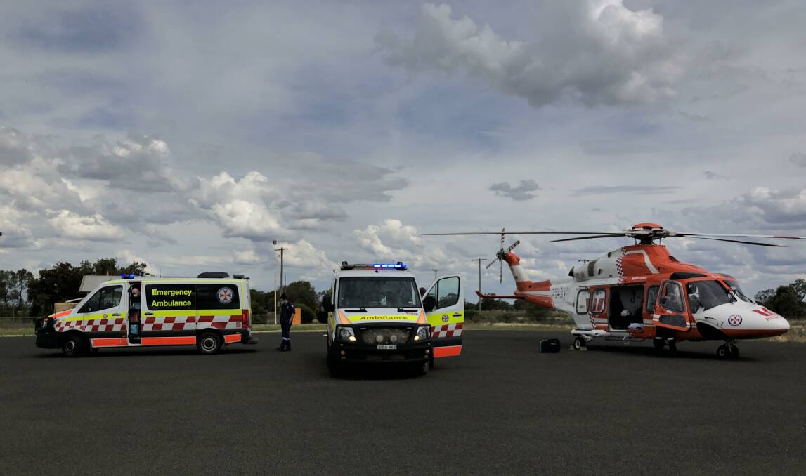 Ambulances and the Westpac Rescue Helicopter. Photo: Westpac Rescue Helicopter Service.