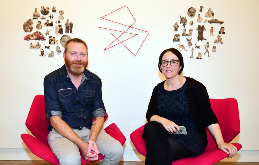 Mesmerise: Western Plains Cultural Centre curator Kent Buchanan and artist Karen Golland at the opening of her exhibition, 'Spells for Lost Things'. The installations can be seen until June 24. Photo: BELINDA SOOLE