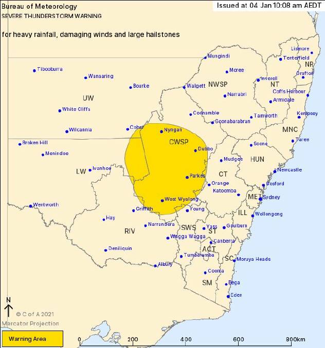 Severe thunderstorm warning for heavy rainfall, damaging winds, hail issued