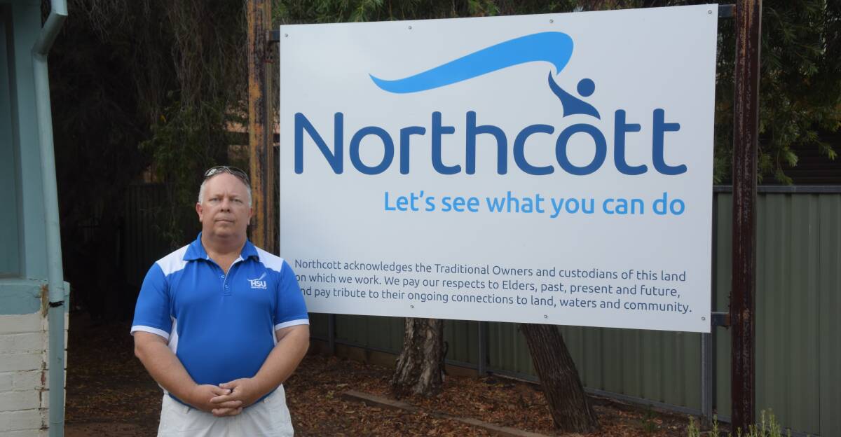 Not impressed: Health Services Union organiser Randall Millington at Dubbo to meet with Northcott employees in the wake of the organisation's announcement it would close the office next month. Photo: FAYE WHEELER