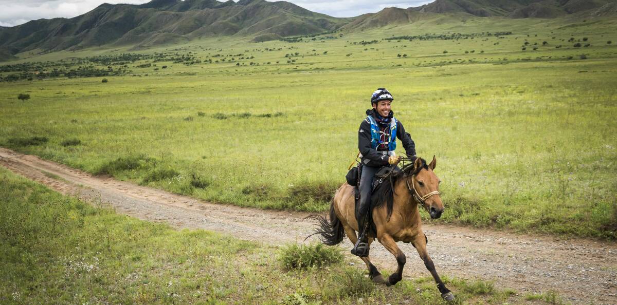 Feat of endurance: Dr Shannon Nott from Dubbo on his way to completing this year's Mongol Derby. Photo: Richard Dunwoody @ Mongol Derby. 