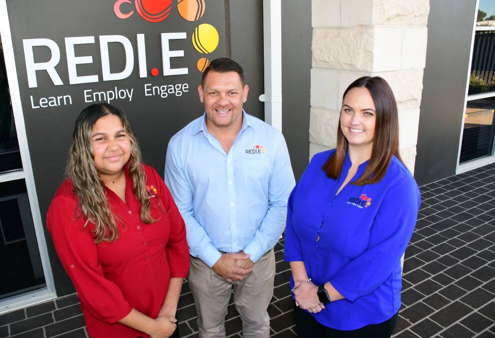 REDI.E CDP compliance admin officer Brandy Lamb, VTEC case manager Will Middleton and CDP compliance officer Courtney Richards. Photo: BELINDA SOOLE