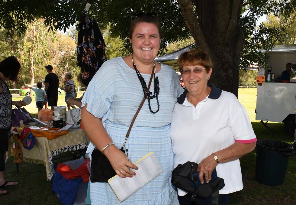 Lauren Amor and Dubbo Show Society secretary Sue Hood at a previous Riverside Markets day. 
