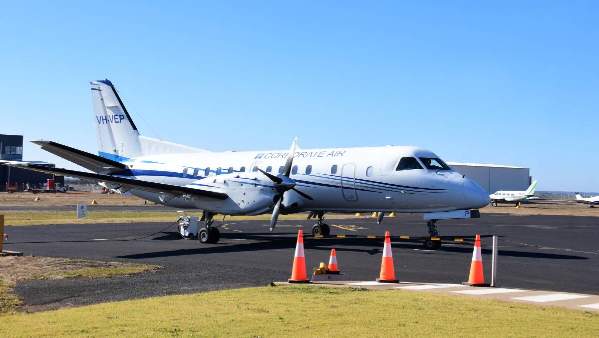 A Fly Corporate aircraft at Dubbo's airport. 