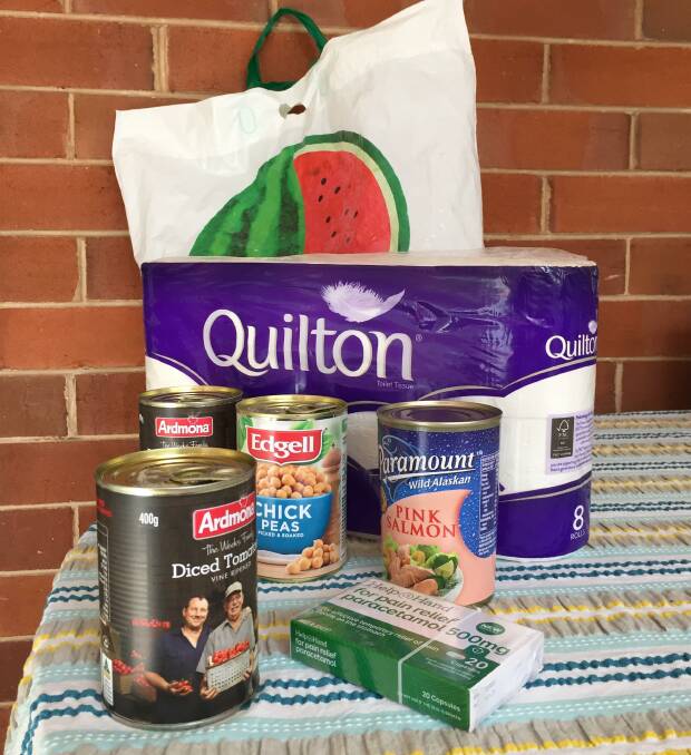 Products recently obtained at Dubbo supermarkets. Surge buying is easing, a major supermarket reports.