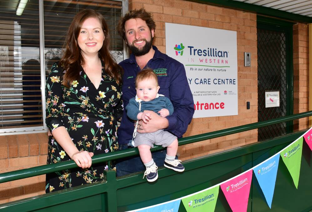 Journey: Dubbo parents Jess and James Wood with baby son William at the Tresillian in Western Family Care Centre, which provided invaluable support. Photo: AMY MCINTYRE