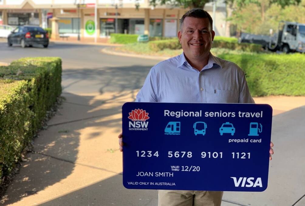 Take-up: Dubbo MP Dugald Saunders promotes the Regional Seniors Travel Card ahead of its January rollout. Photo contributed.