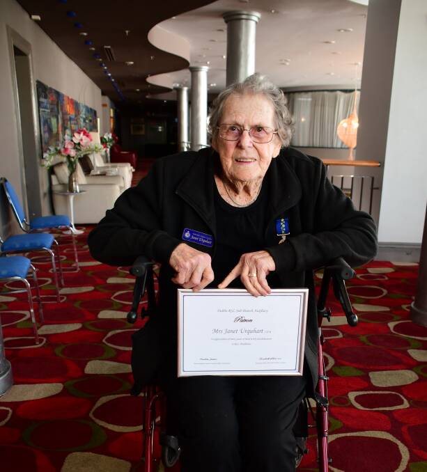 Recognition: Janet Urquhart with her certificate as patron of the Dubbo RSL Sub-Branch Auxiliary. Photo: AMY MCINTYRE