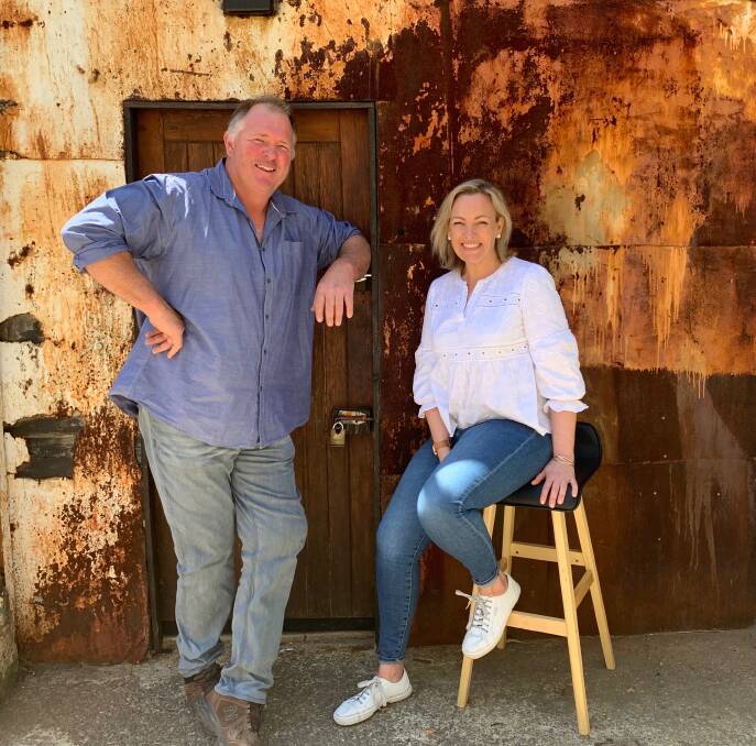 Duet: Country singer-songwriter Greg Storer and Sydneysider Anna Clark take a break from recording a track inspired by Buy from the Bush. Photo: Picket Fence Productions.